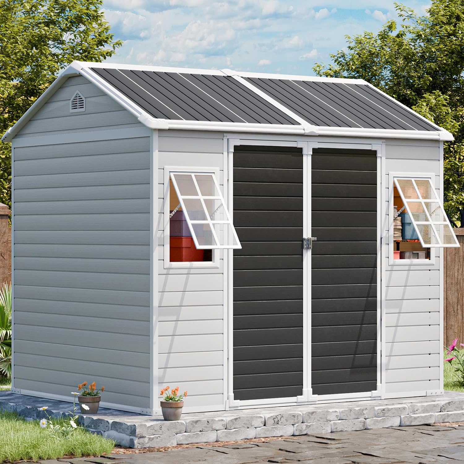 Resin Storage Shed w/Floor & O - Garden Tools recension och pris