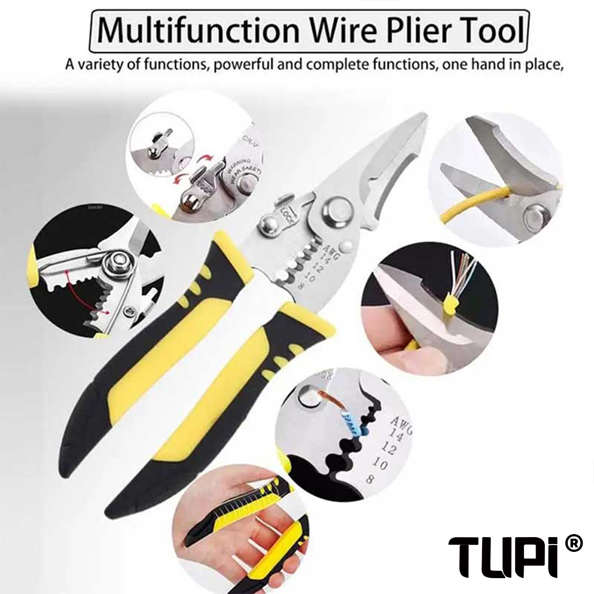 TUPI Pro Electrician Pliers 3  - Automatic Wire Stripper Cutter recension och pris
