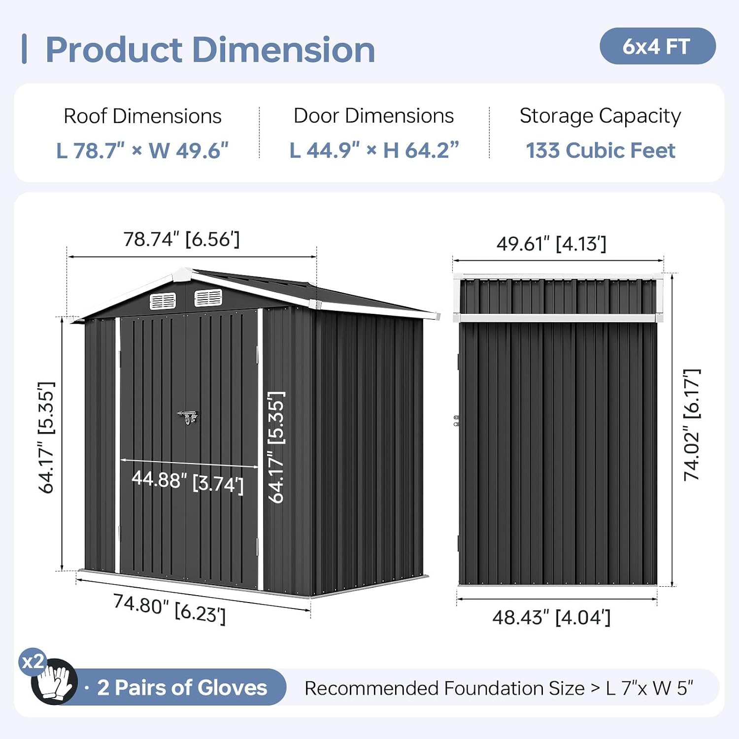 6x4FT Outdoor Storage Shed Wat - Garden Tools recension och pris