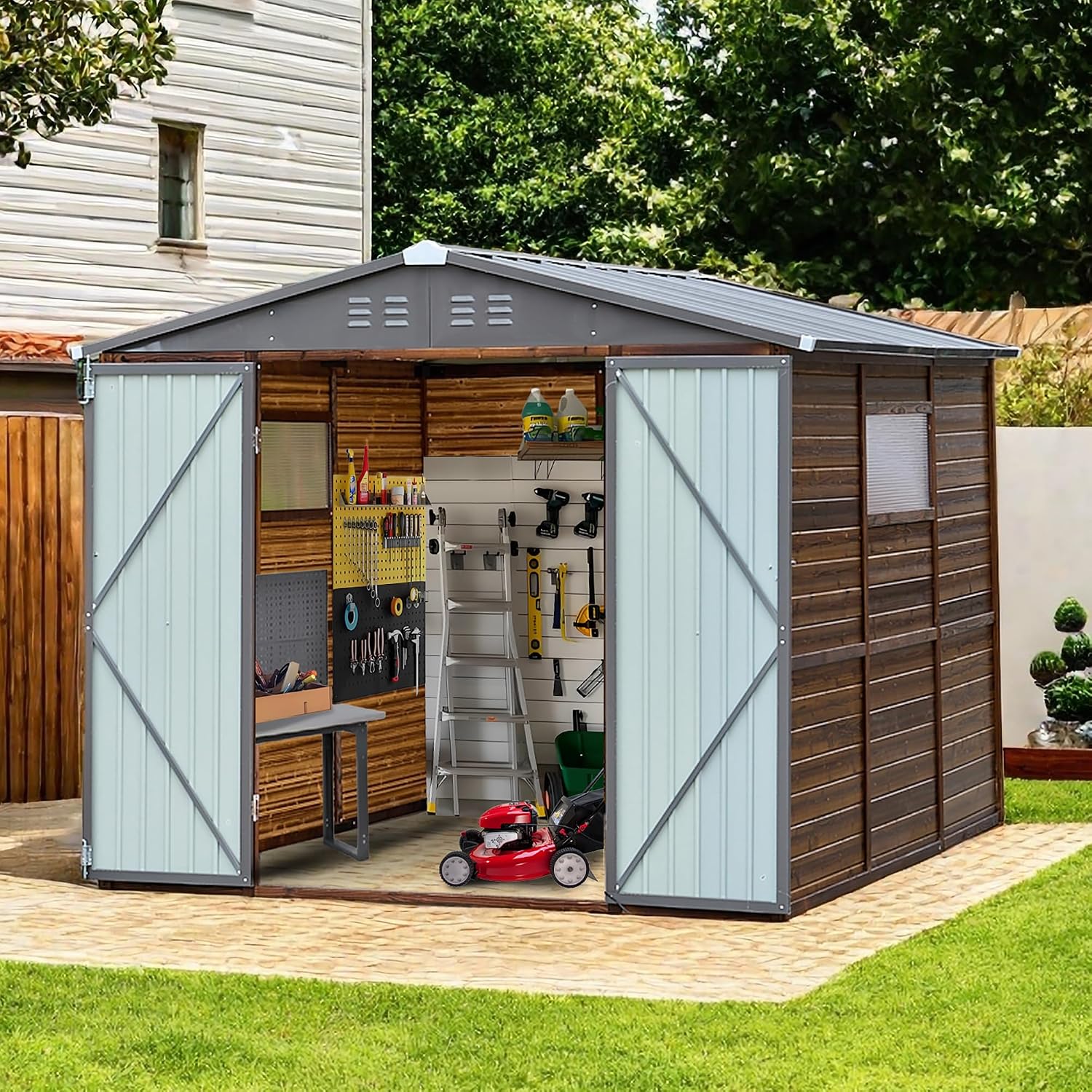 8x8 FT Outdoor Wood & Metal St - Garden Tools recension och pris