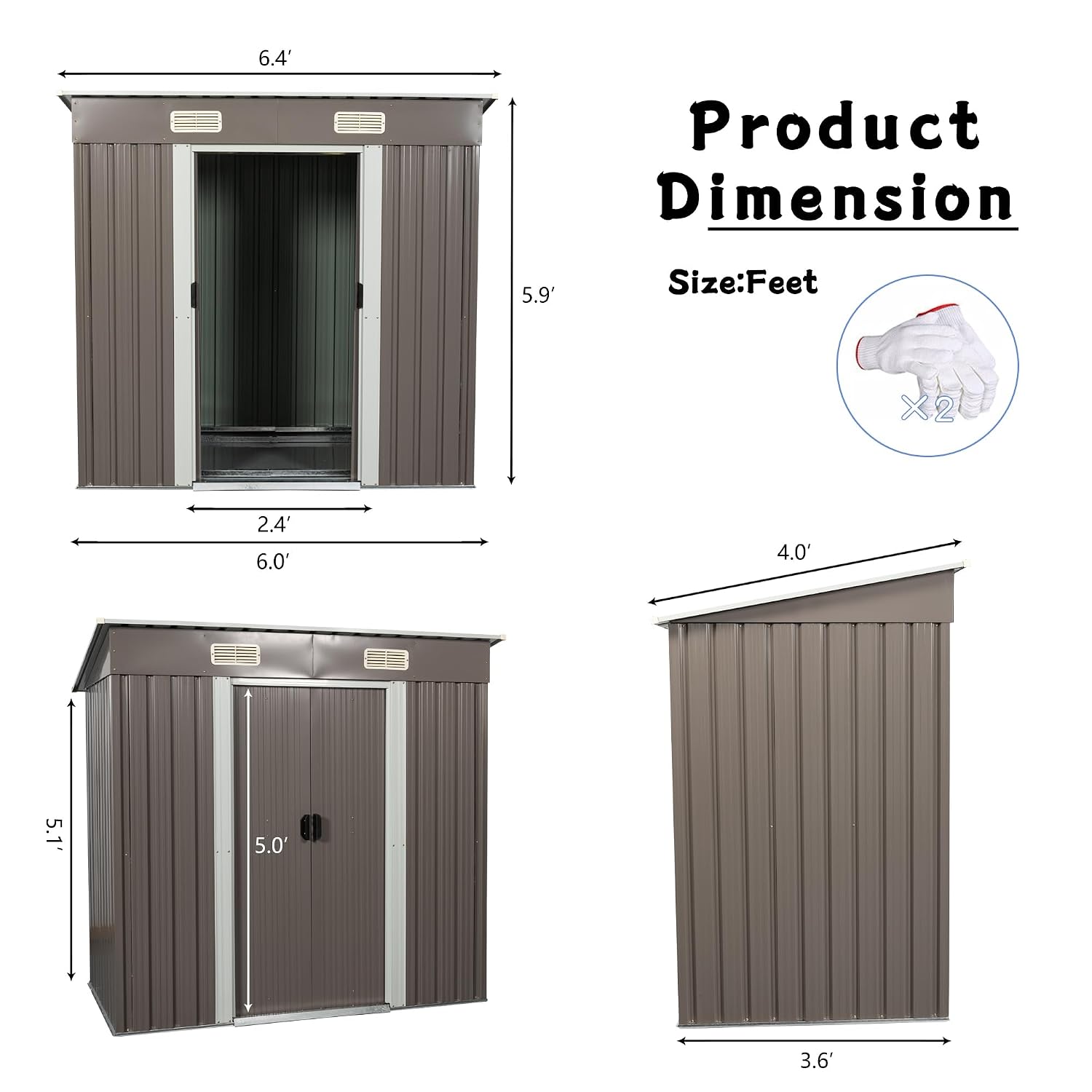 6X4 FT Waterproof Metal Outdoo - Garden Tools recension och pris